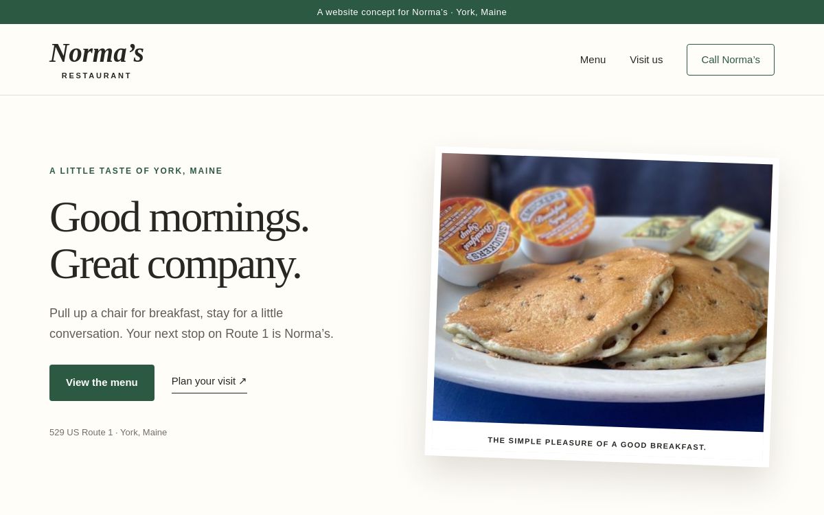 Norma’s restaurant website concept